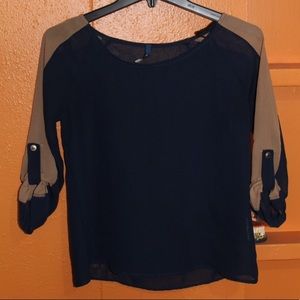 Navy blue sheer blouse